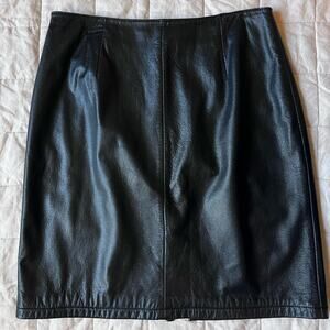Wilsons X Maxima Black Leather Knee Length Pencil Skirt Sexy Feminine - Medium
